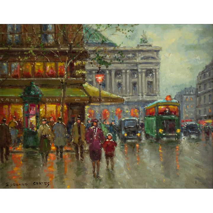 Edouard Cortes (1882-1969), Cafe de la Paix, Ave.