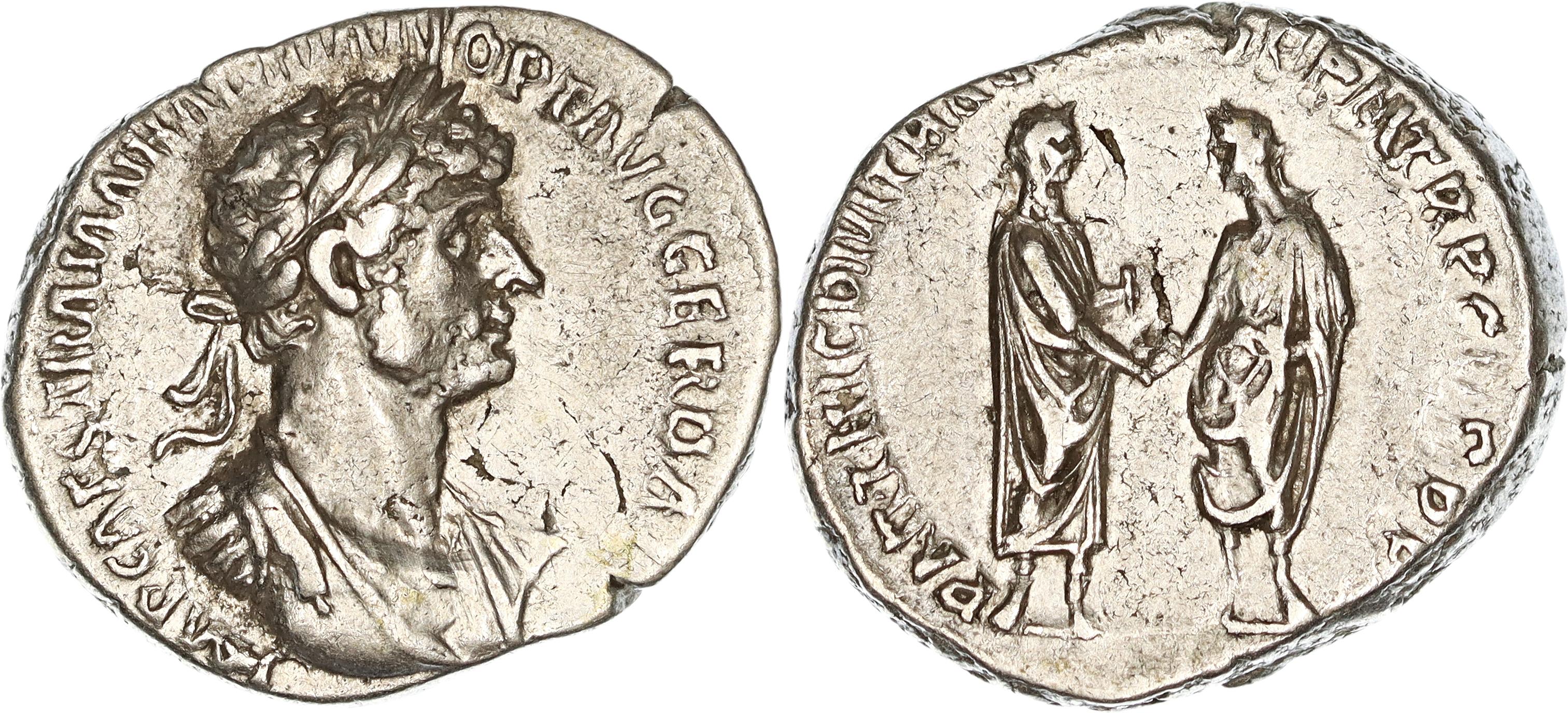 Roman Empire, Hadrian, Silver Denarius, 117 AD, VF