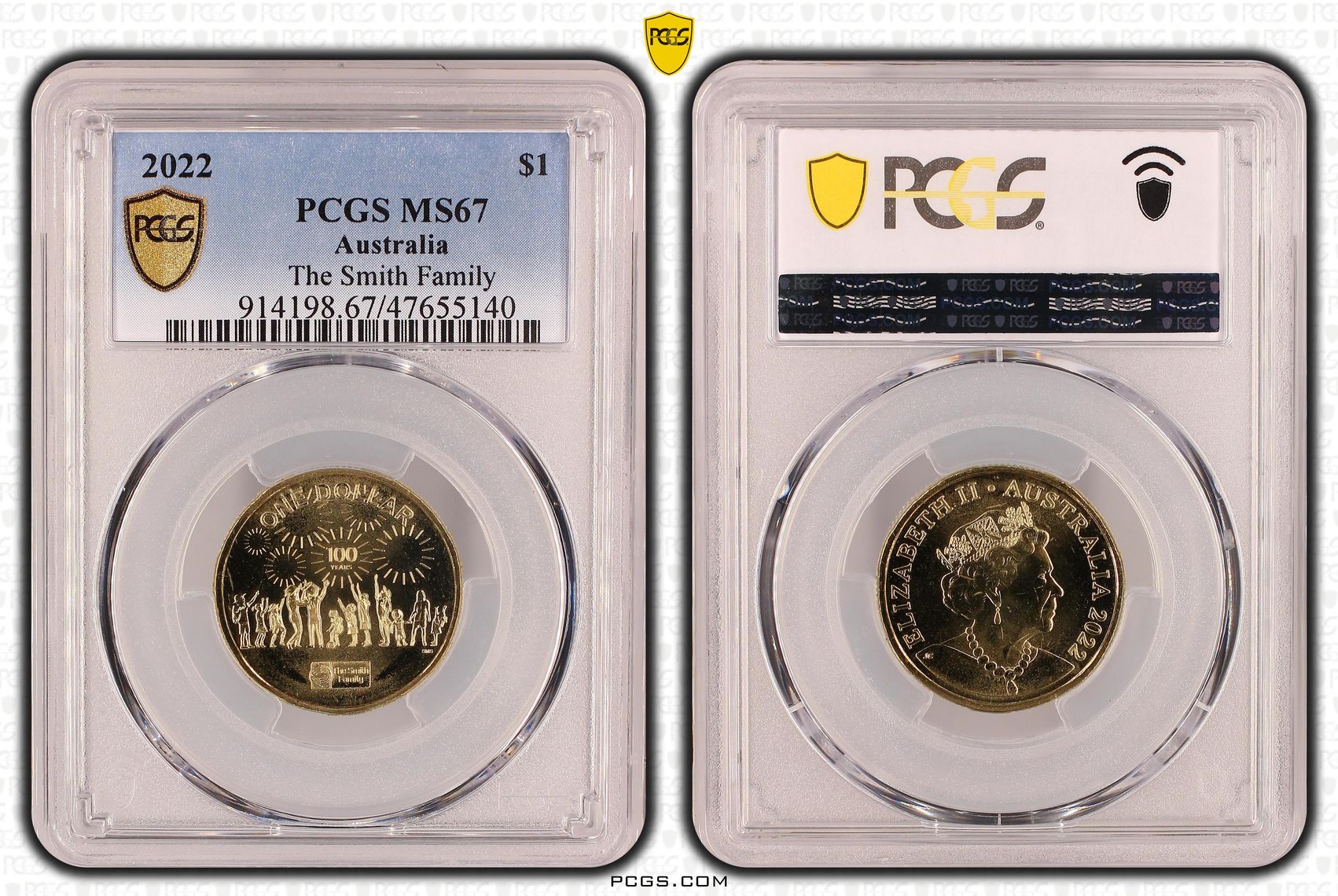 Elizabeth II, The Smith Family, One Dollar, 2022, PCGS MS67
