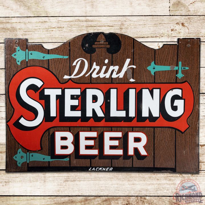 Drink Sterling Beer 46" Die Cut DS Porcelain Sign