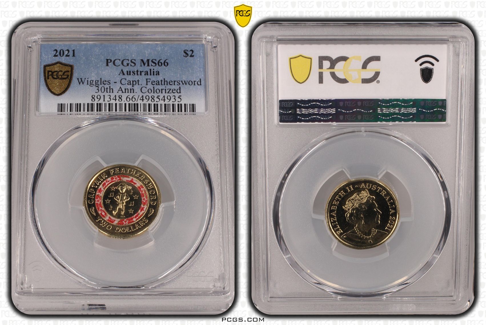 Elizabeth II, Wiggles - Capt. Feathersword , Two Dollar, 2021, PCGS MS66