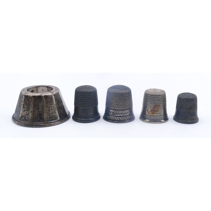 Box Old Sterling Thimbles etc.