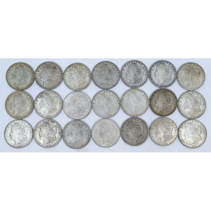 Box 21pc US Morgan Silver Dollars