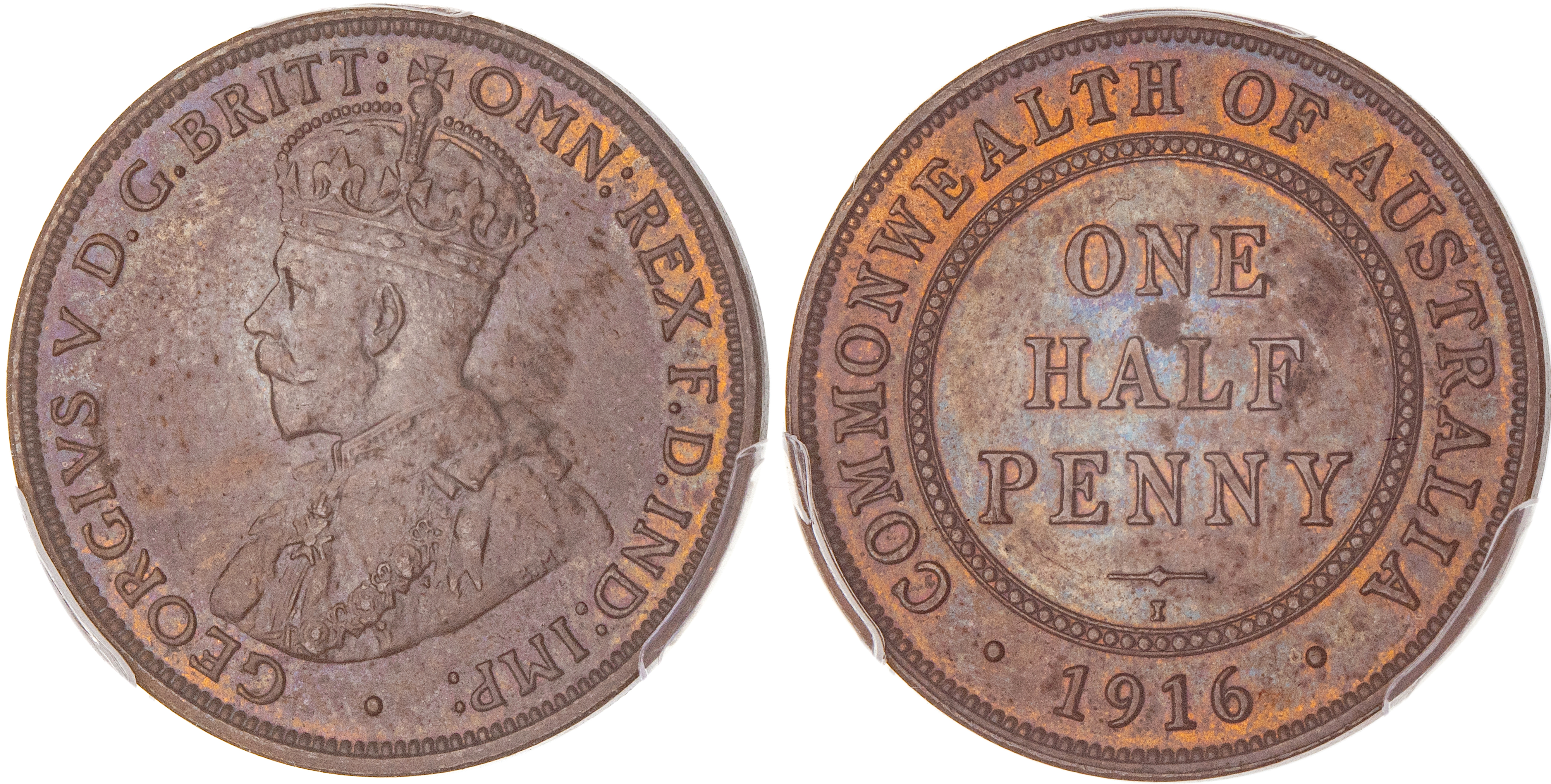 George V, Halfpenny, 1916-I, PCGS MS 62BN
