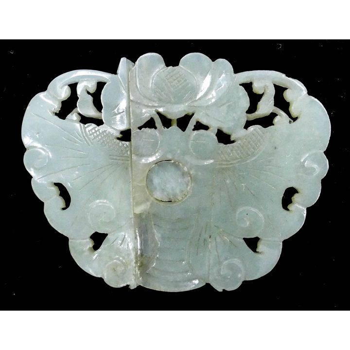 Chinese Qing Jade Moth Buckle