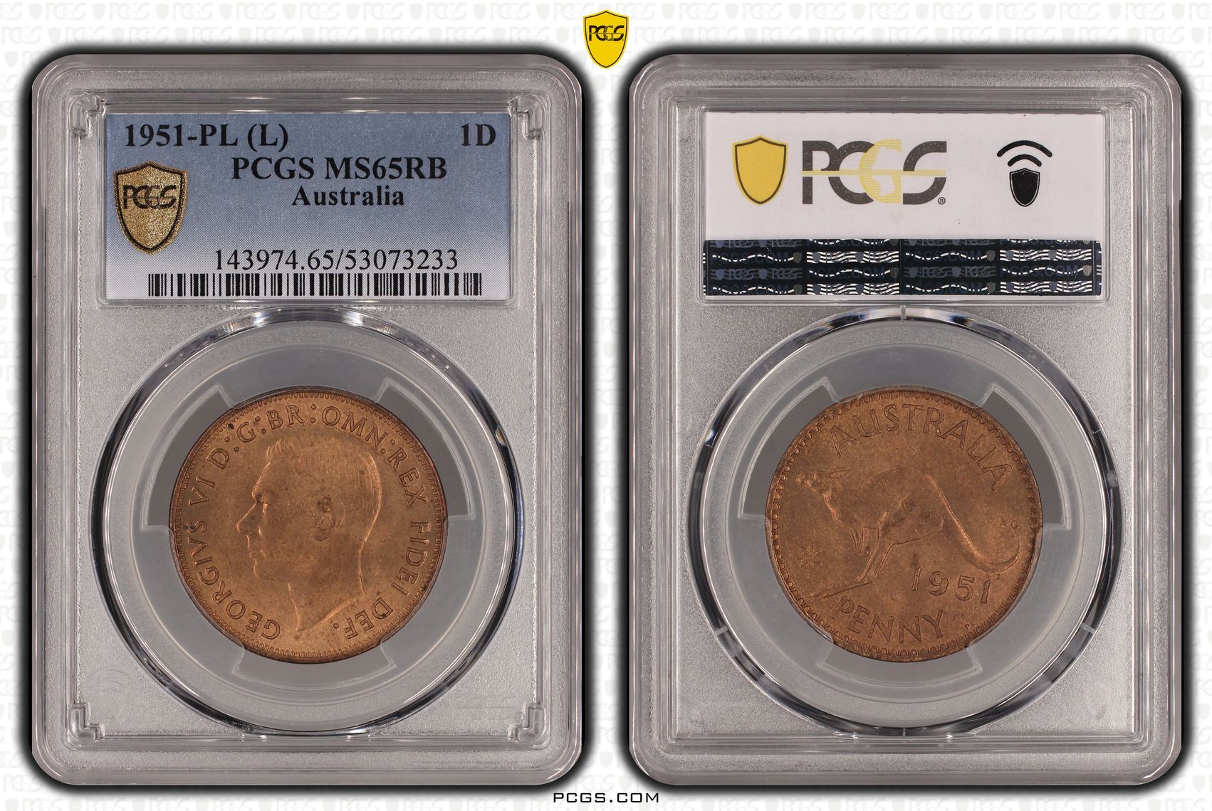 George VI, Penny, 1951 - PL, PCGS MS65RB