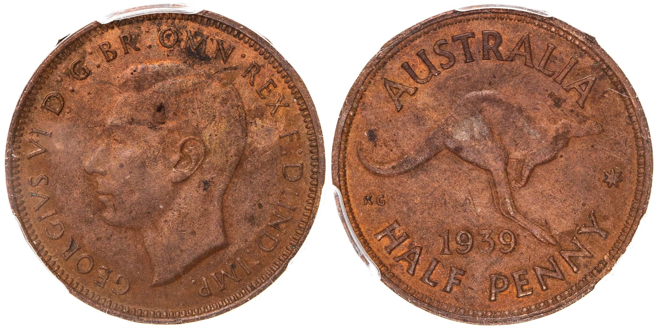 George VI, Kangaroo Reverse, Halfpenny, 1939, PCGS MS 61BN