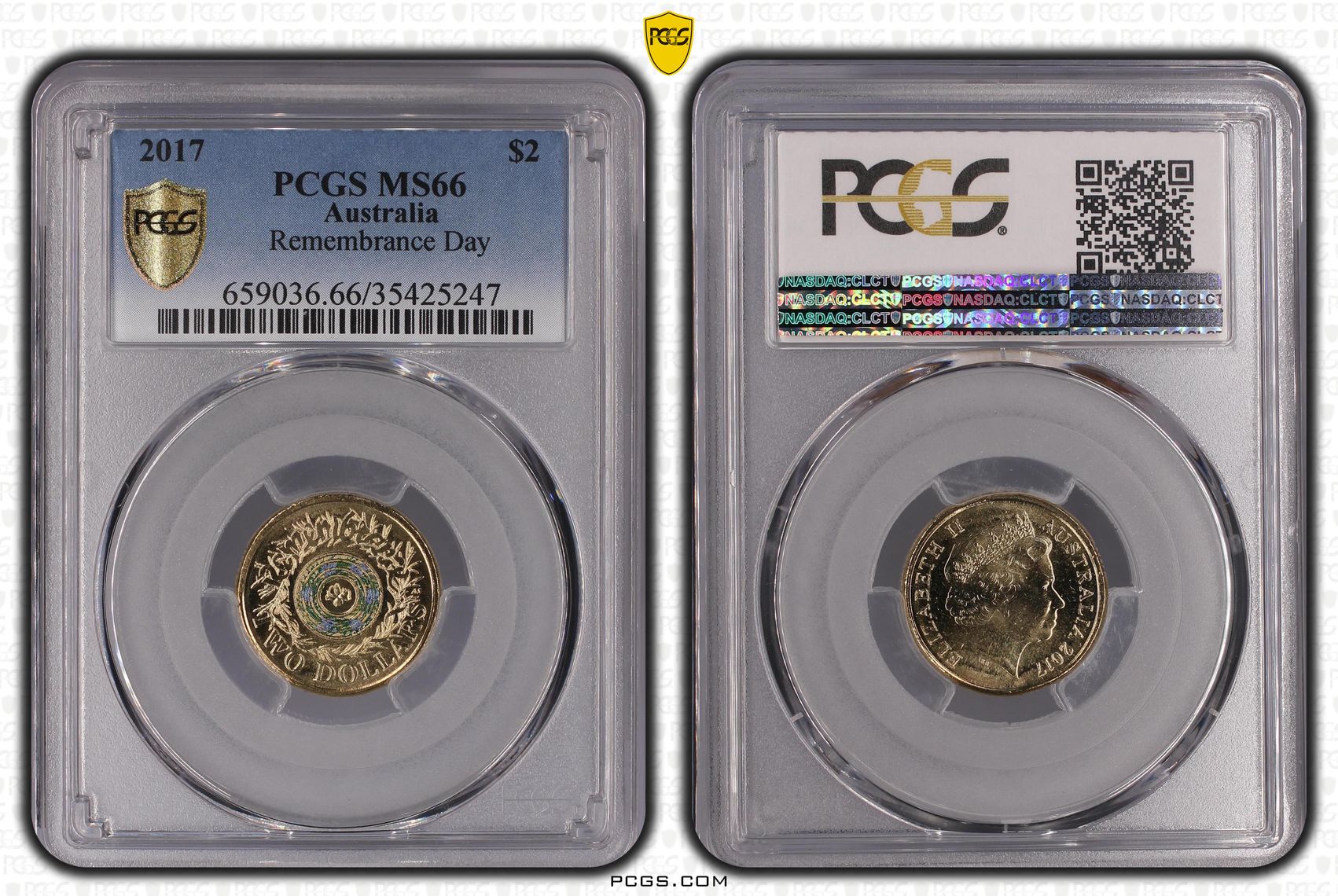 2017 Australia Two Dollar, $2 Remembrance Day PCGS - MS66 -247