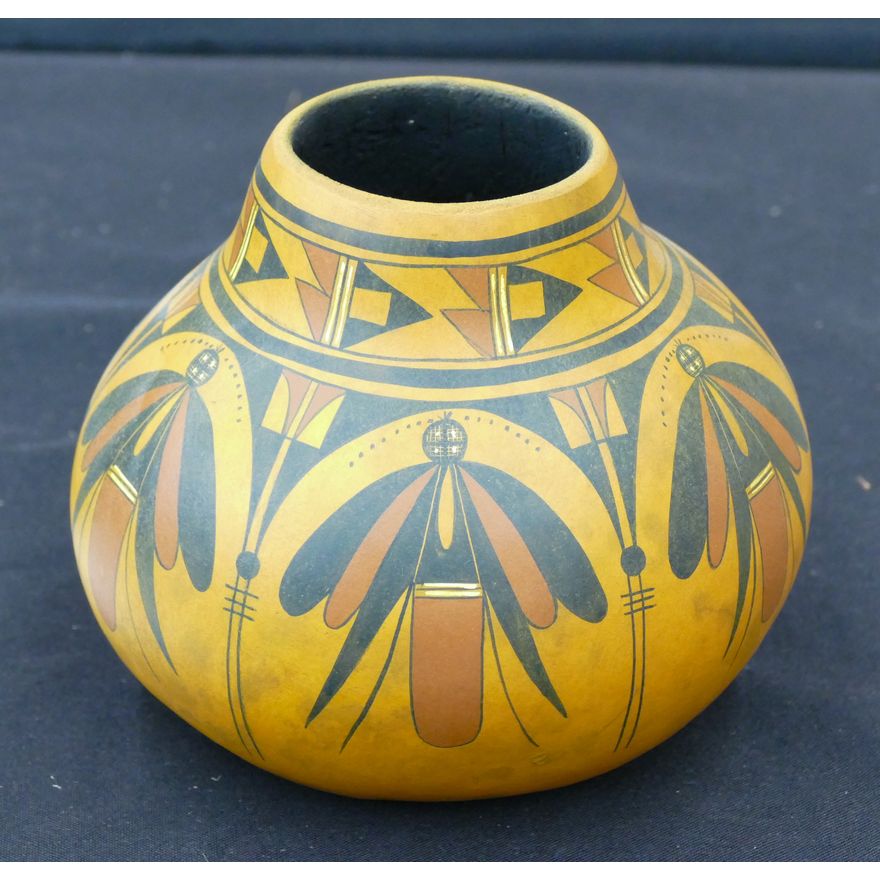 Robert Rivera Hopi Design Decorated Gourd 5.5''x7''