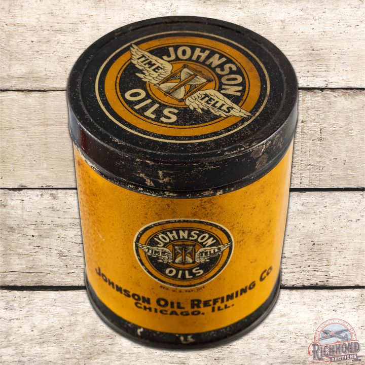 Johnson Oil Refining Co. 1 Pound Metal Grease Can w/ Logo