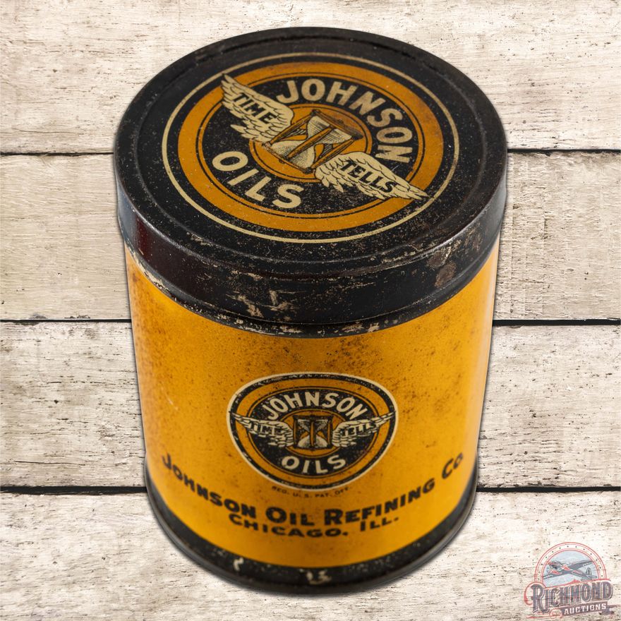Johnson Oil Refining Co. 1 Pound Metal Grease Can w/ Logo