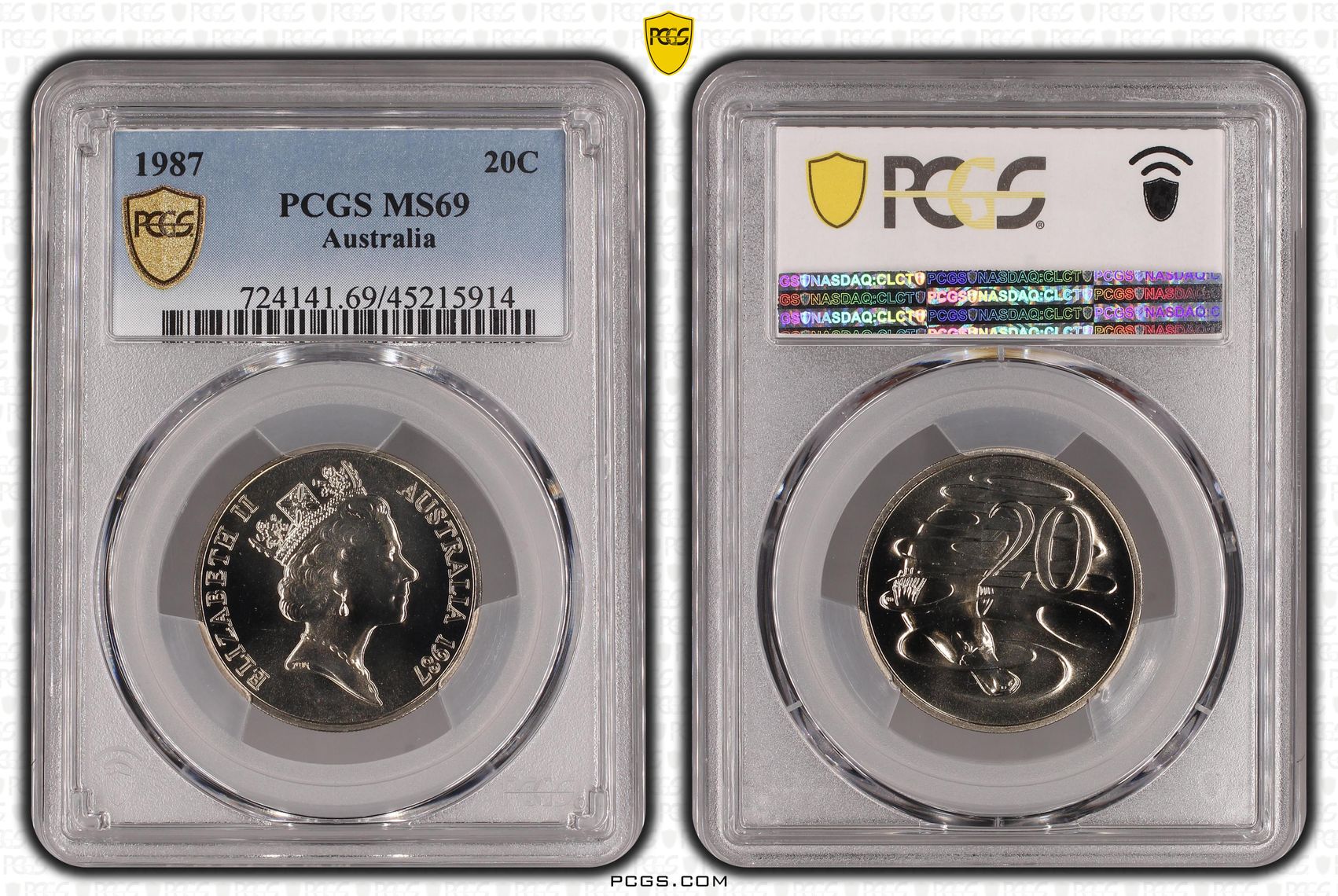 1987 Australia Twenty Cent, 20c PCGS - MS69 POP 5/0 -914