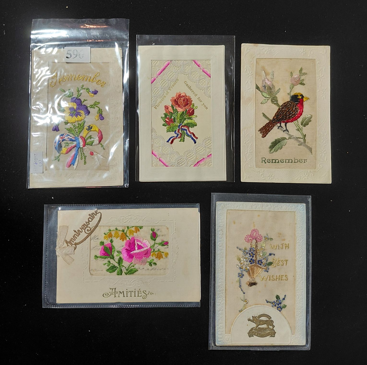 596 · SILK POSTCARDS - REMEMBRANCE