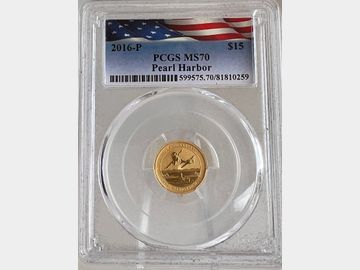 2016 AUSTRALIA PERTH MINT 'PEARL HARBOUR' GOLD 15 DOLLAR COIN MS70 TOP POP!