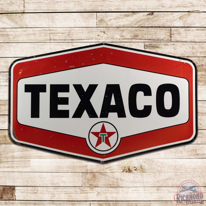 Texaco Gasoline 7' Double Sided Porcelain ID Sign