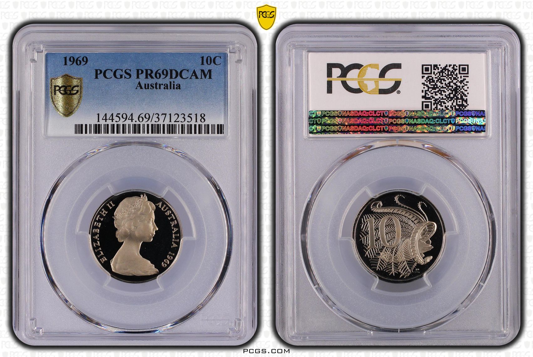 109 · 1969 Australia Ten Cent, 10c PCGS - PR69DCAM -518