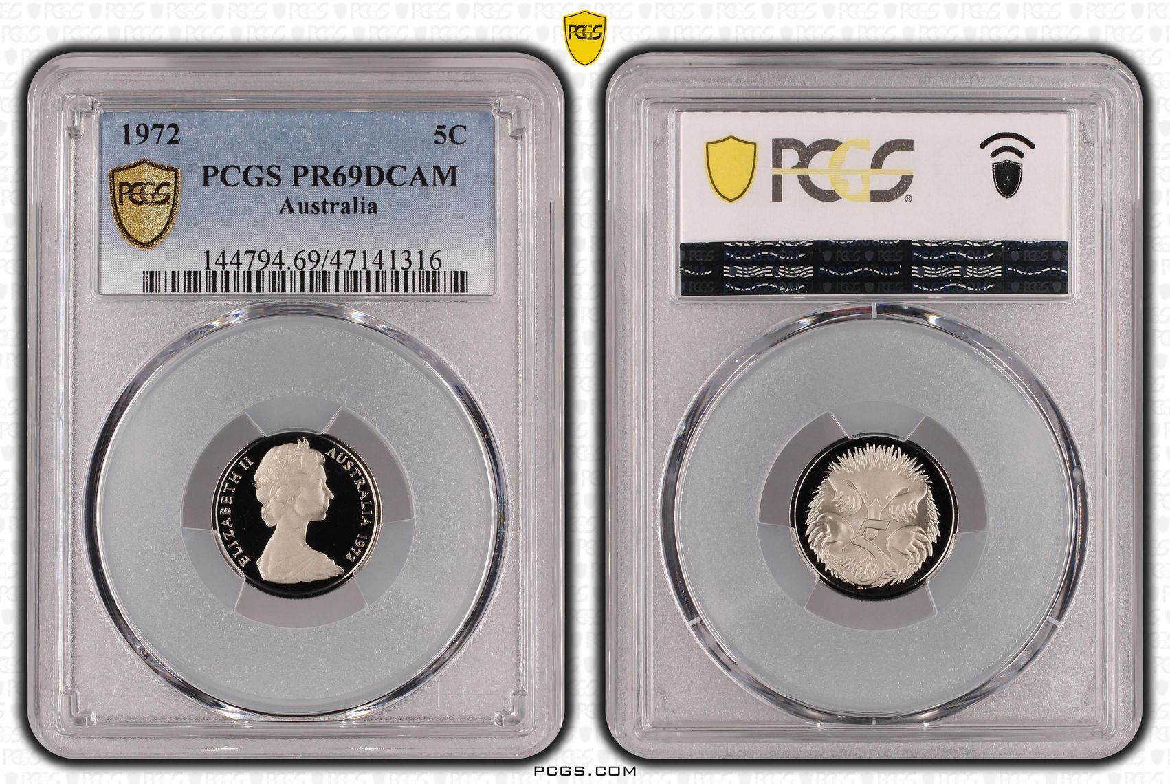Elizabeth II, Five Cent, 1972, PCGS PR69DCAM