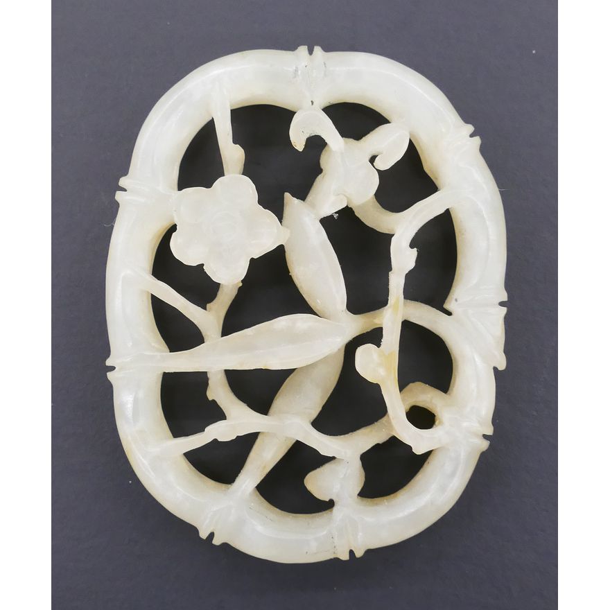 Fine Chinese Jade Bamboo & Prunus Pendant
