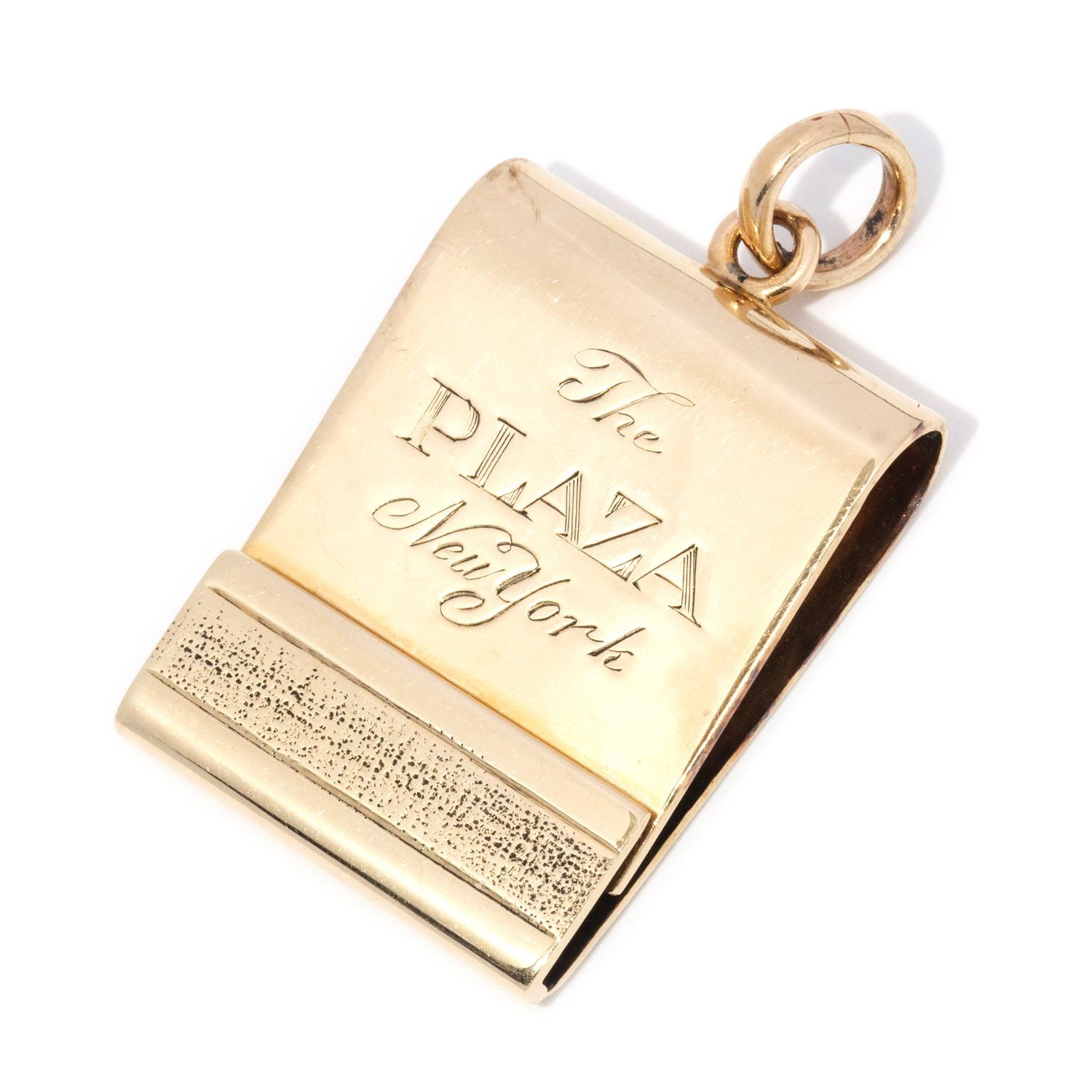 14 carat gold matchbook pendant