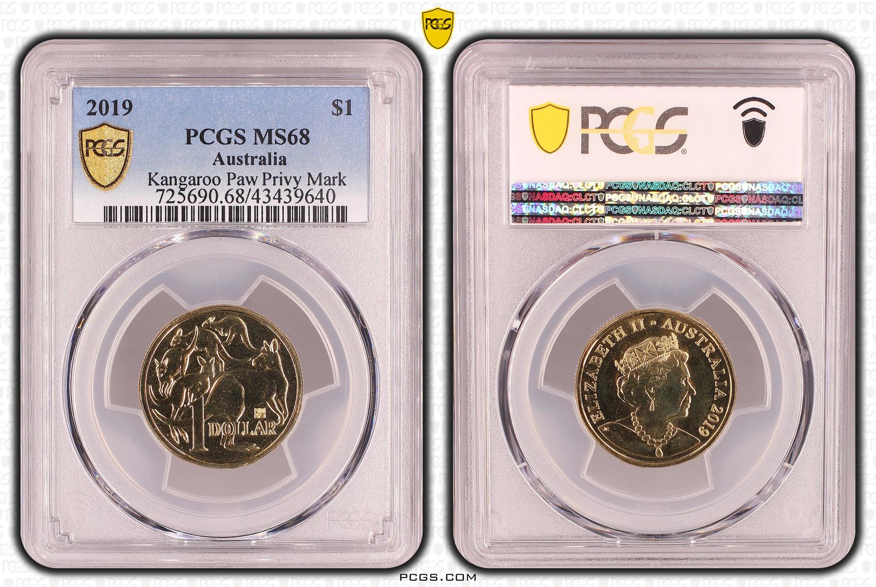 Elizabeth II, Kangaroo Paw Privy Mark, One Dollar, MS68 , 2019 PCGS POP - 8/0