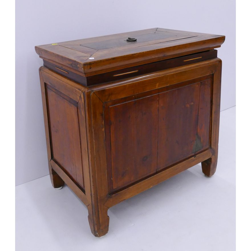 Chinese Qing Elmwood Rice Cabinet- 20x21x13''