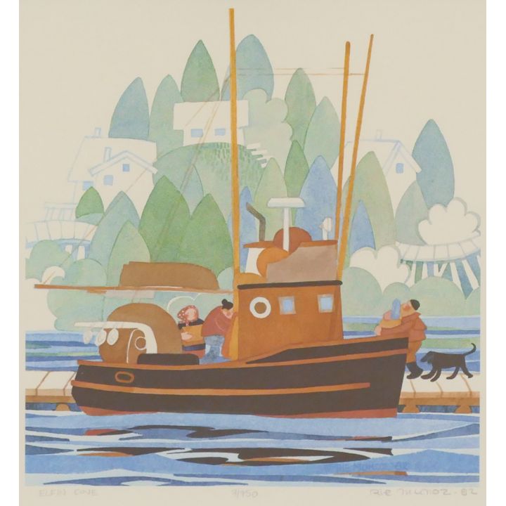 Rie Munoz ''Elfin Cove'' 1982 Signed Print. Framed 17'' x 17''