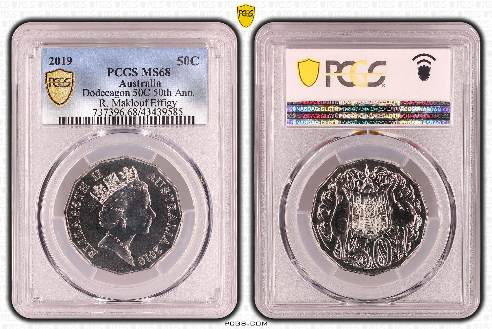 Elizabeth II, Dodecagon 50th Anniversary R. Maklouf Effigy, Fifty Cent, MS68 , 2019