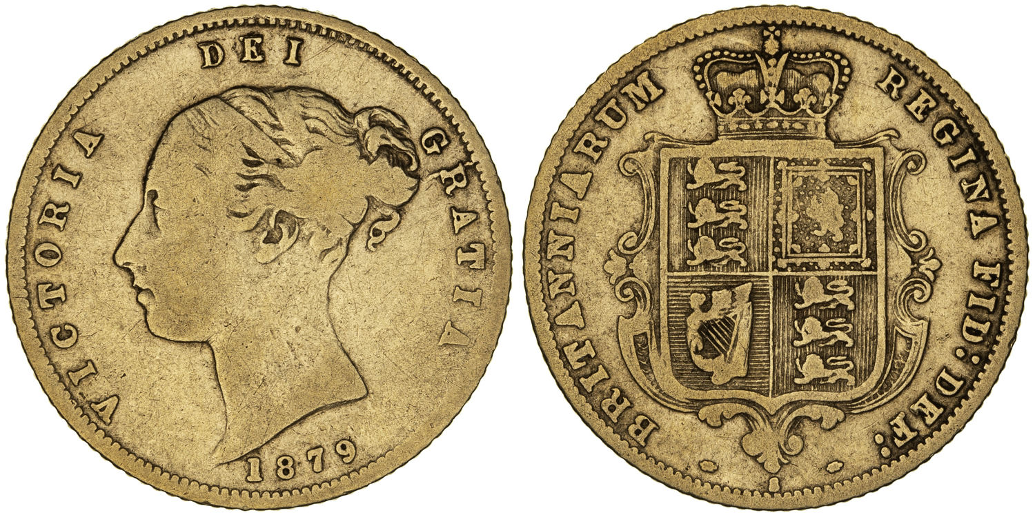 Victoria, Shield Reverse, Half Sovereign, 1879-S, G