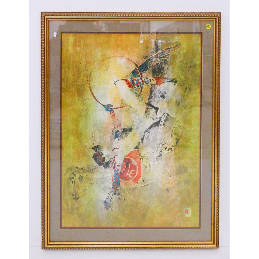 Hoi Lebadang 'Circus Rider with Hoop' S/N Lithograph Gallery Framed- 36x27''