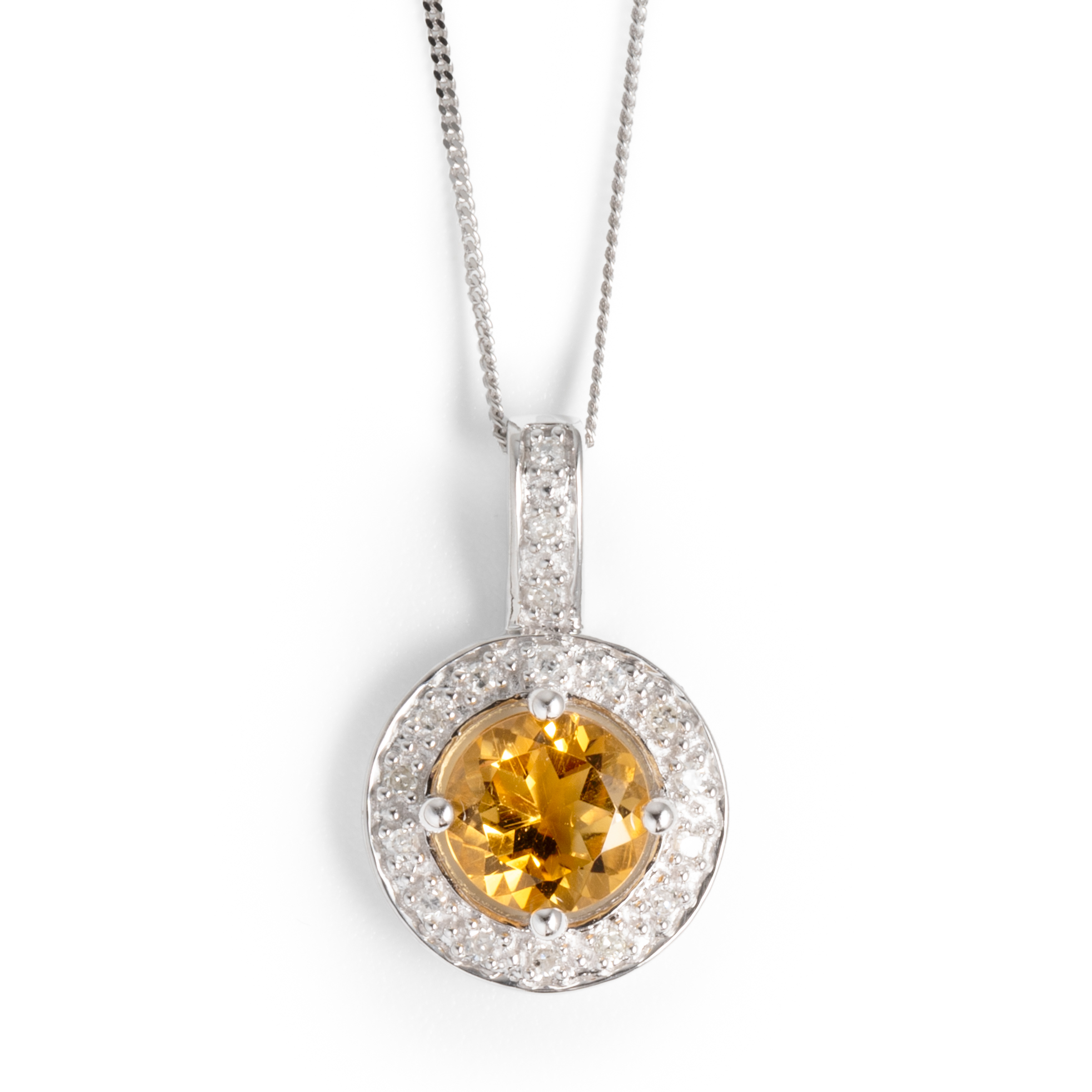 101 · Citrine & Diamond 10ct Gold Pendant & Chain