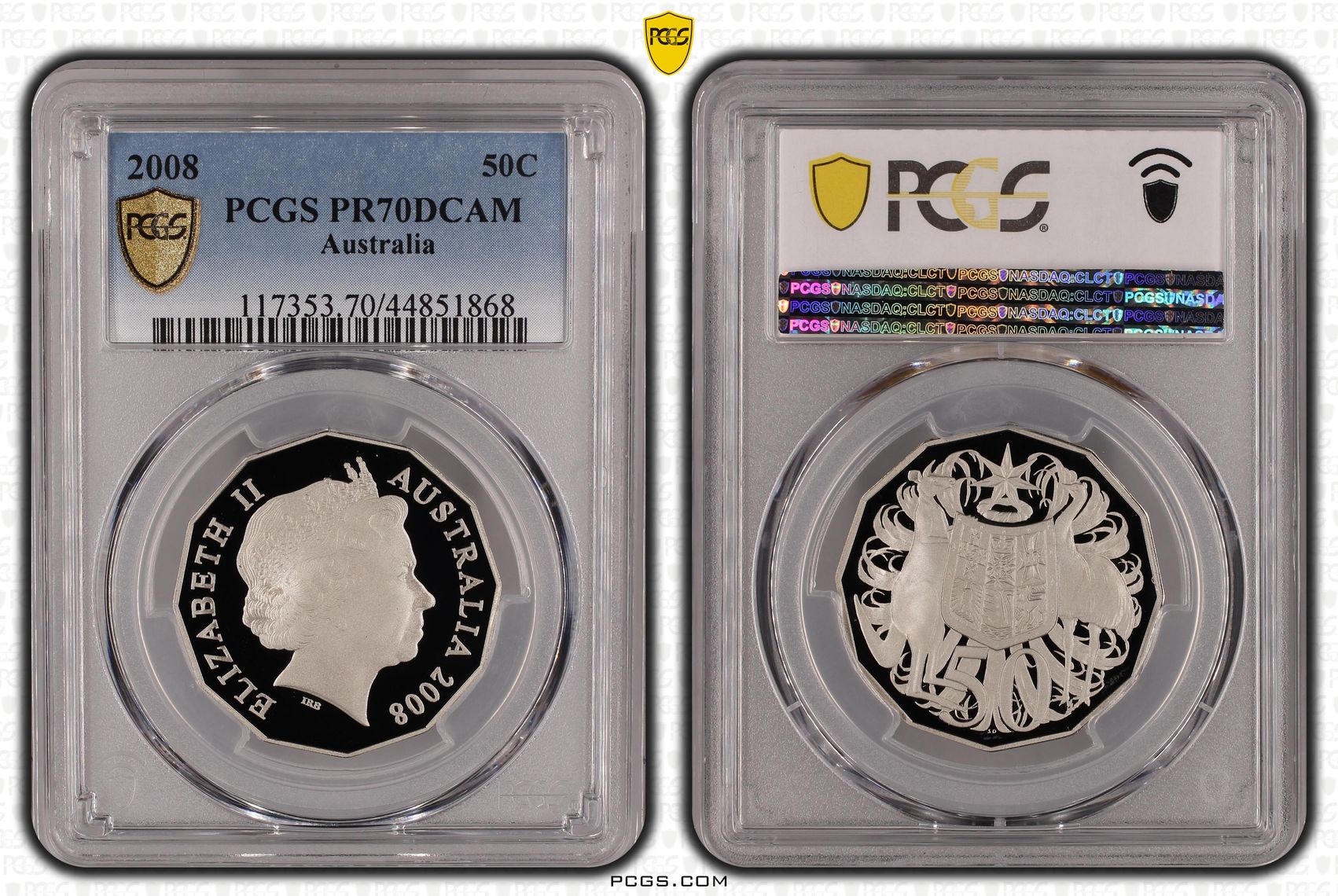 2008 Australian Fifty Cent, 50c Proof PCGS - PR70DCAM POP 40/0 -868