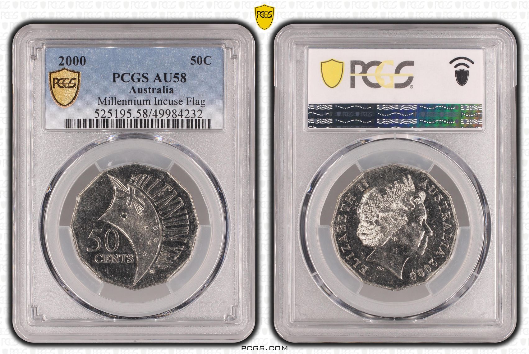 Millennium Incuse Flag , Fifty Cent, 2000, PCGS AU58