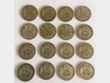 GROUP OF GEORGE V .500 SILVER SHILLINGS (16 COINS)