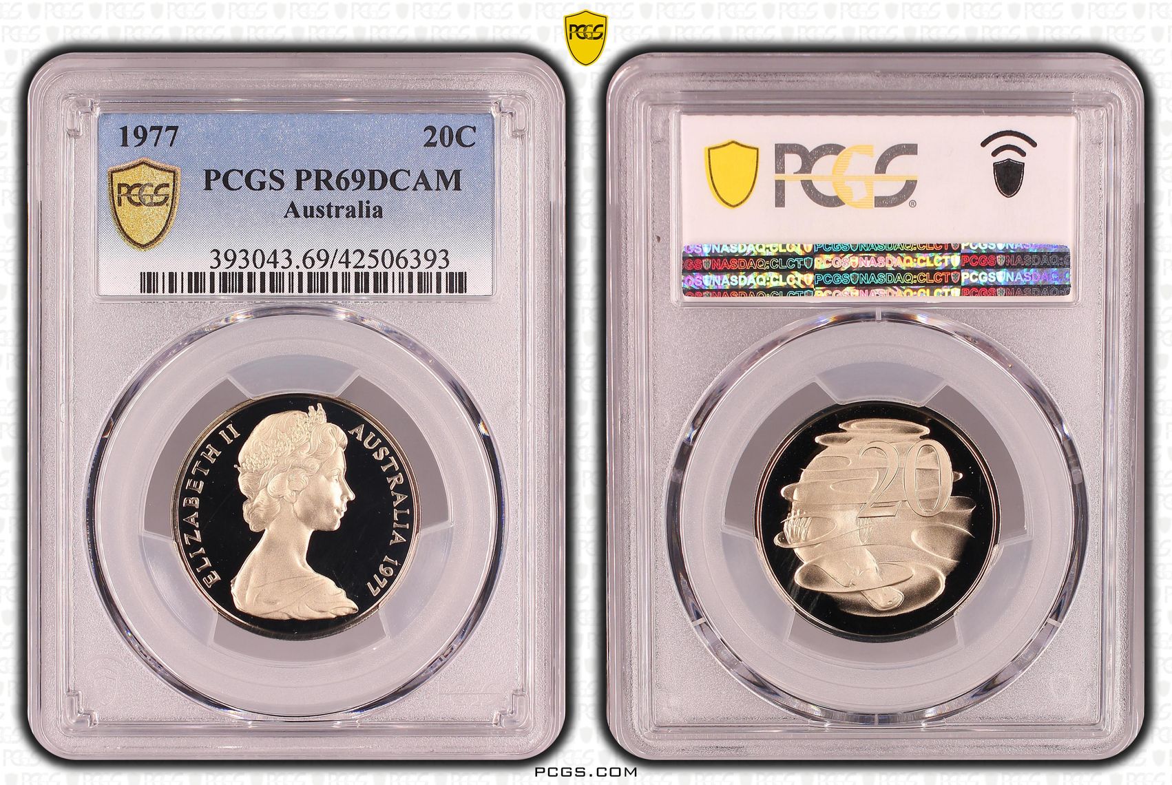 Twenty Cent, 1977, PCGS PR69DCAM