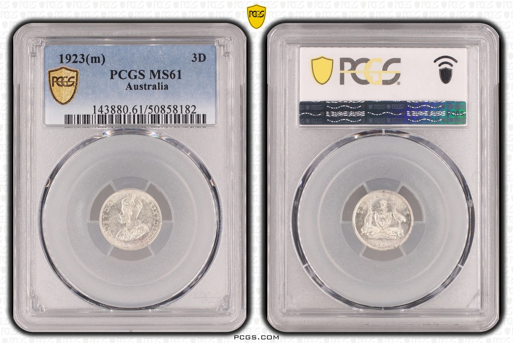 Threepence, 1923(m), PCGS MS61