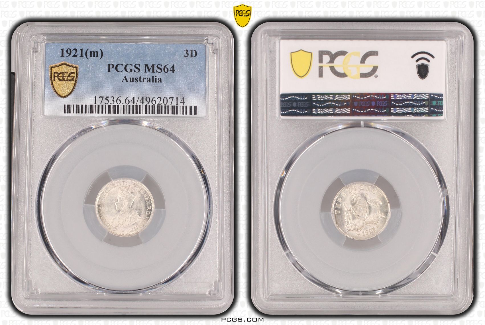 George V, Threepence, 1921(m), PCGS MS64