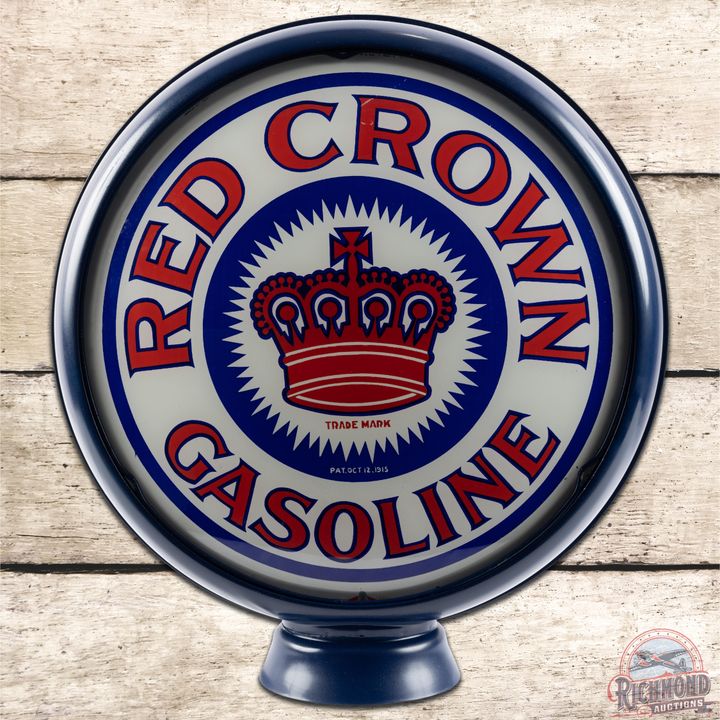 15" Standard of California Red Crown Gasoline Pump Globe Lens & Metal Body - 9