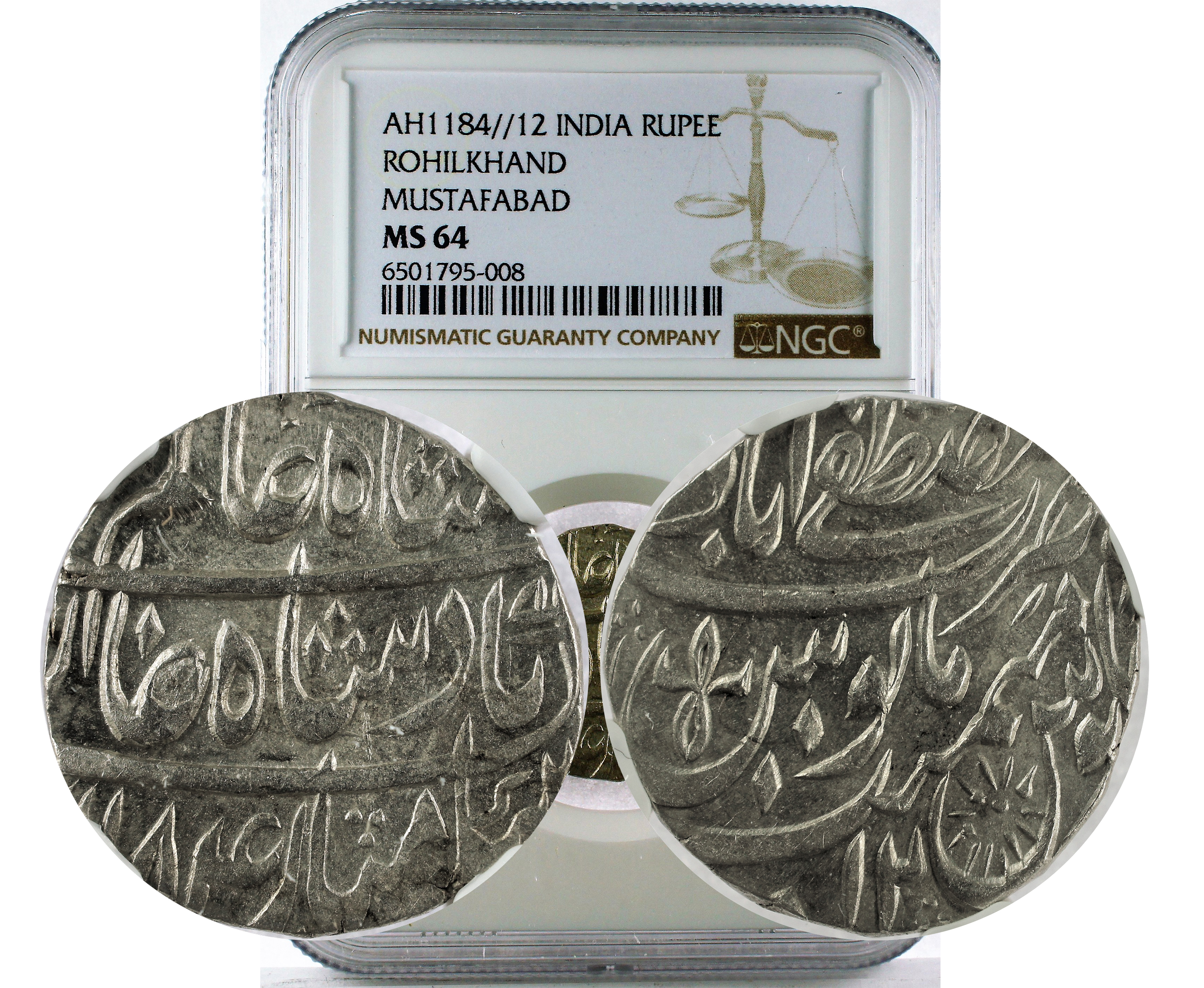 AH1184//12 INDIA ROHILKHAND MUSTAFABAD RUPEE MS 64