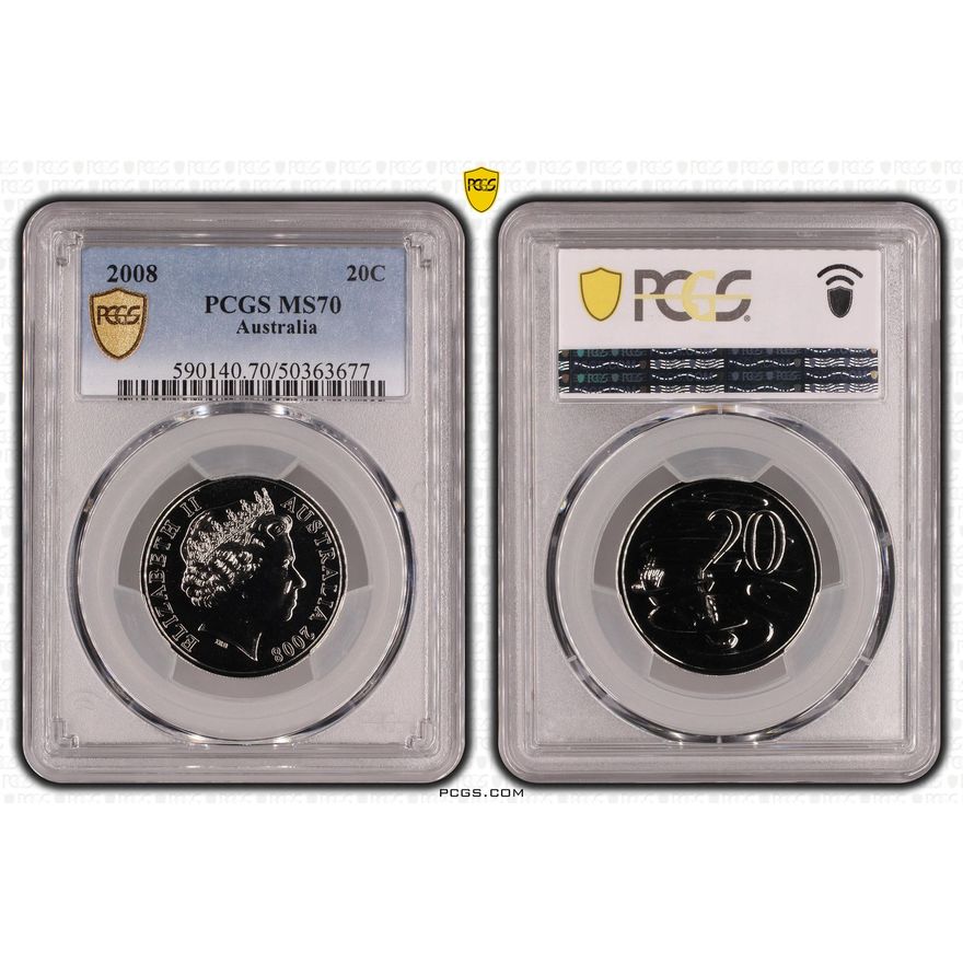 POP 21/0, Twenty Cent, 2008, PCGS MS70