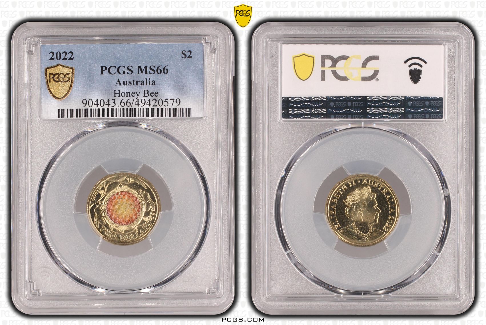 Honey Bee Colorized, Two Dollar, 2022, PCGS MS66