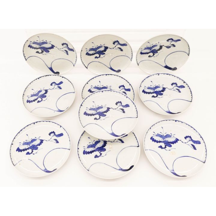 Set 10 Japanese Meiji Sometsuke Plates 7.75''