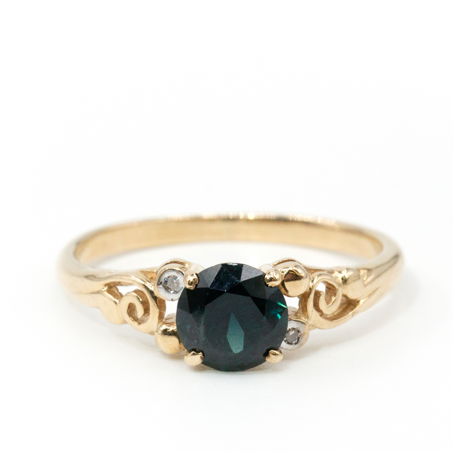 Teal Sapphire & Diamond 9ct Gold Ring
