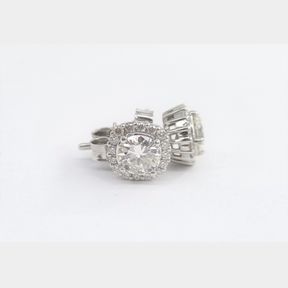 2 GORGEOUS DIAMONDS OF 0.371CT and 0.374CT HIGHLIGHTED BY 32 ROUND BRILLAINT CUT DIAMONDS IN AN EYECATCHING PAIR OF WHITE GOLD EARRING