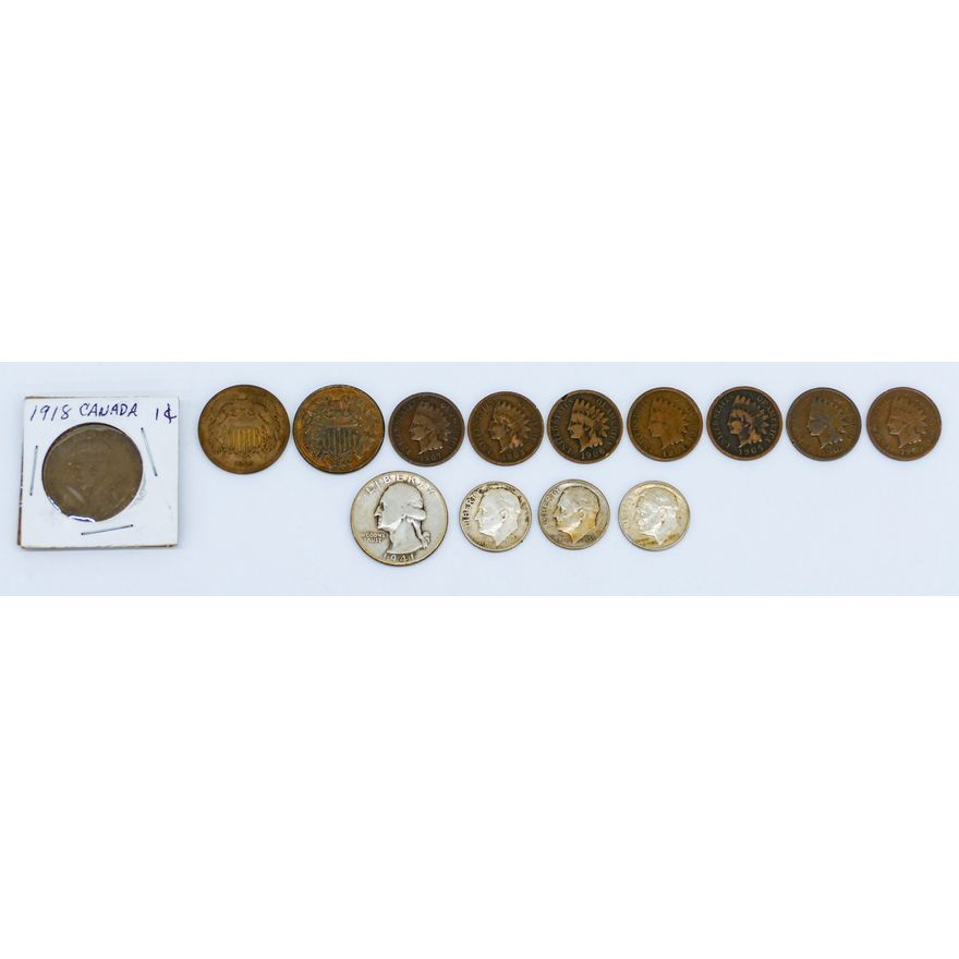 Box Old US Misc. Silver & Penny Coins