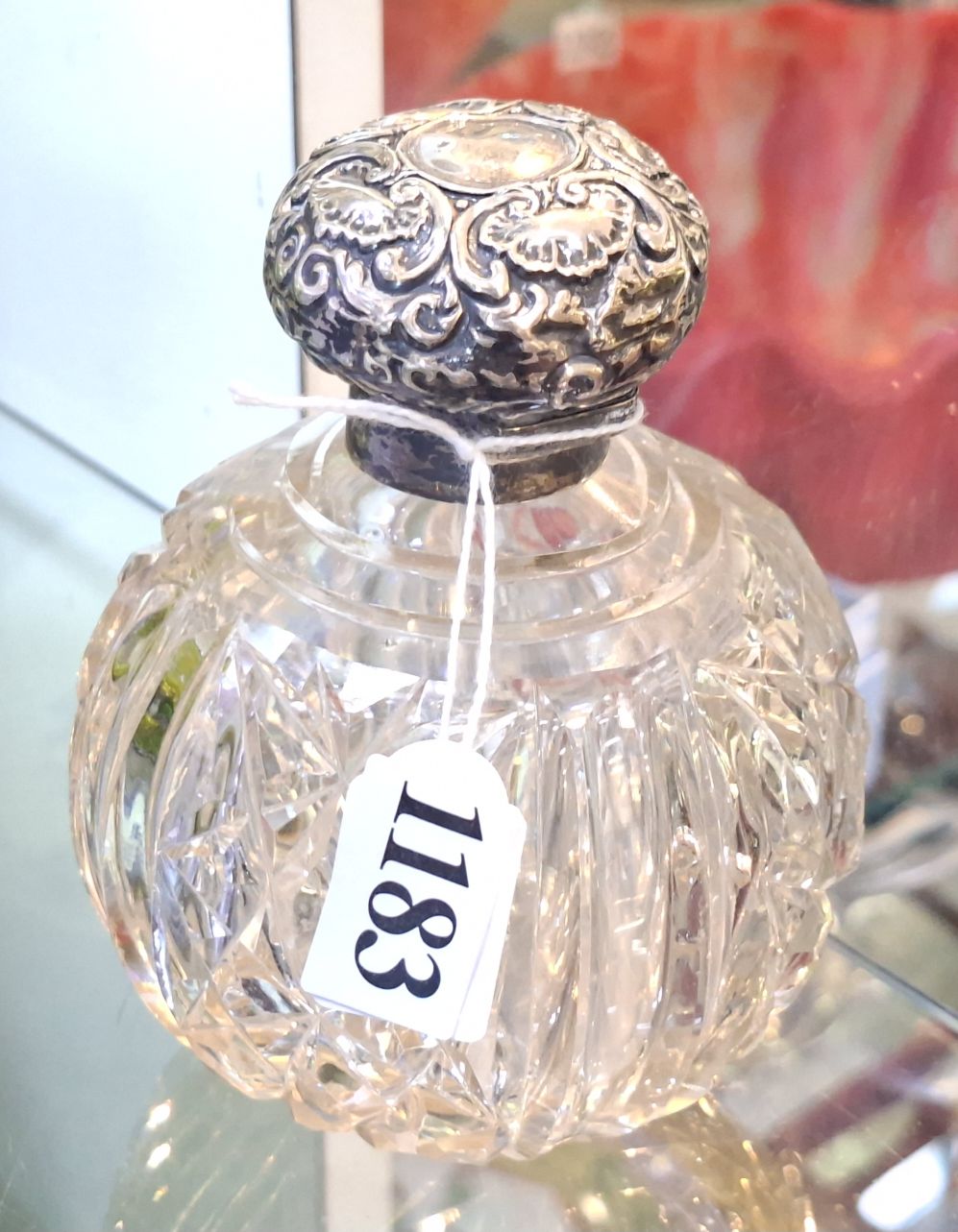 1183 · CRYSTAL AND STERLING SILVER SCENT BOTTLE