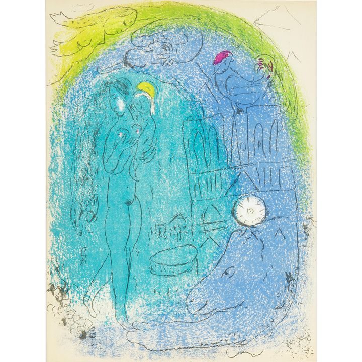 Marc Chagall | Vision de Paris: Mère et enfant devant Notre-Dame