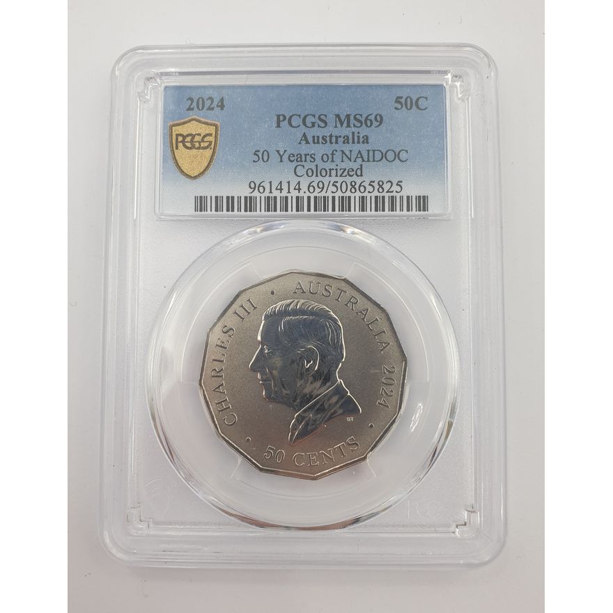 NAIDOC Ann. 50c Coloured Coin - MS69