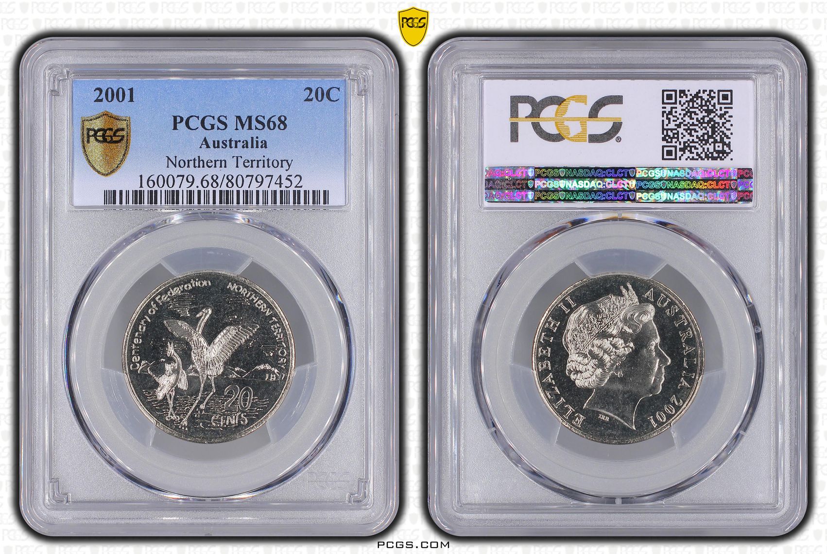 Northern Territory , Twenty Cent, 2001, PCGS MS68