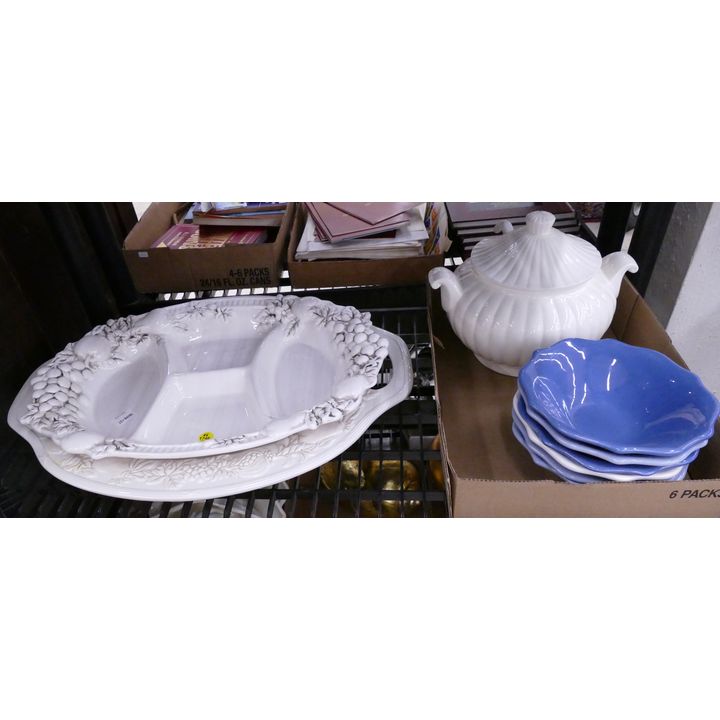 Shelf White Pottery Platters Etc