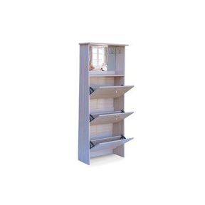Fine Living 3 Tier Mirror Shoe Vanity Maple|MIRROR CRACKED